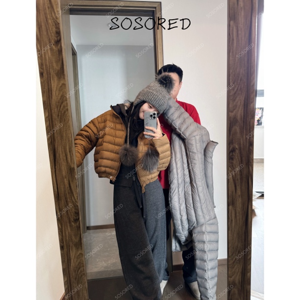 SOSORED / 精品小肋排  90白鸭绒排骨羽绒服短款立领羽绒服女