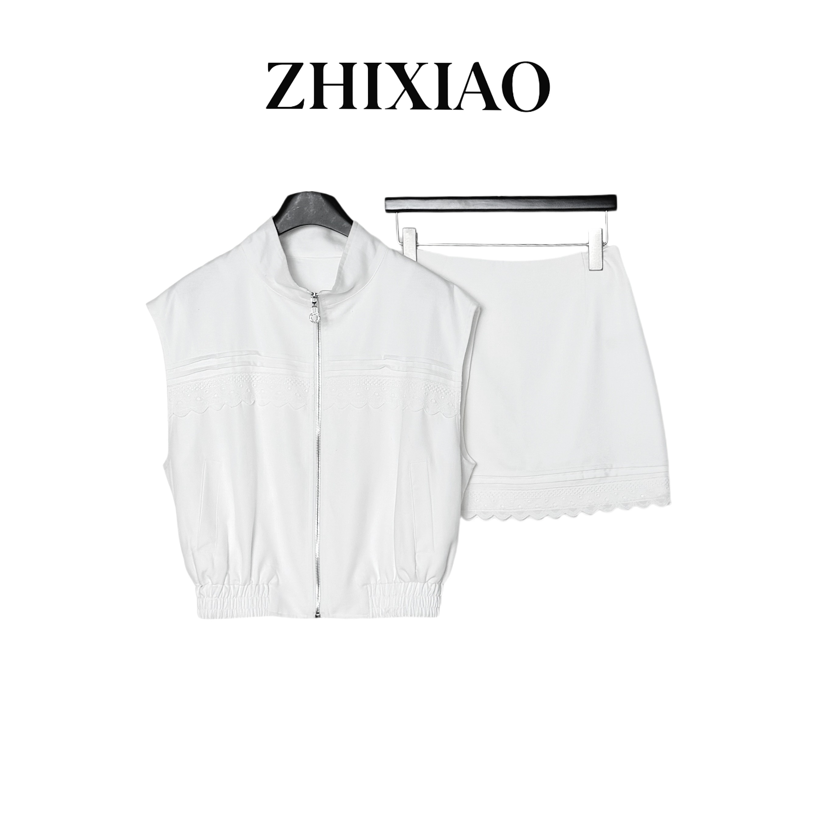 【ZHIXIAO】夏季新款：无袖马甲短裙套装35281