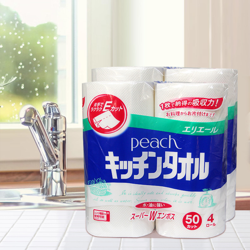 日本进口厨房纸巾家用吸油吸水懒人抹布干湿两用无香4卷