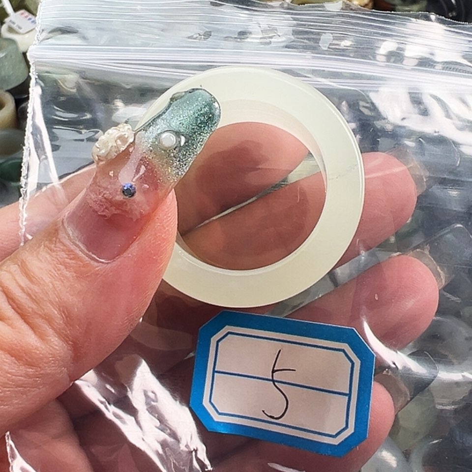 【闪购商品】蛇纹石玉合金戒指安*