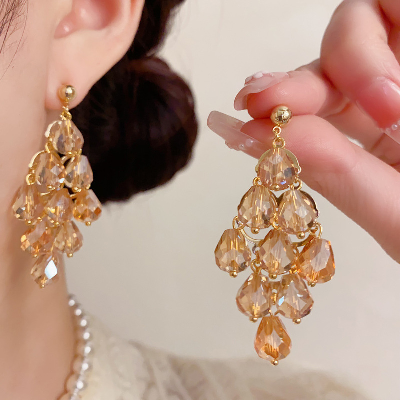 铜合金耳饰 鼎溢欧美个性时尚简约通透长款流苏耳坠气质轻奢qh