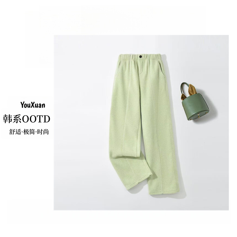 YOUXUAN-[韩系搭配]2025冬季保暖加绒纯色直筒极简休闲裤K-MF7186