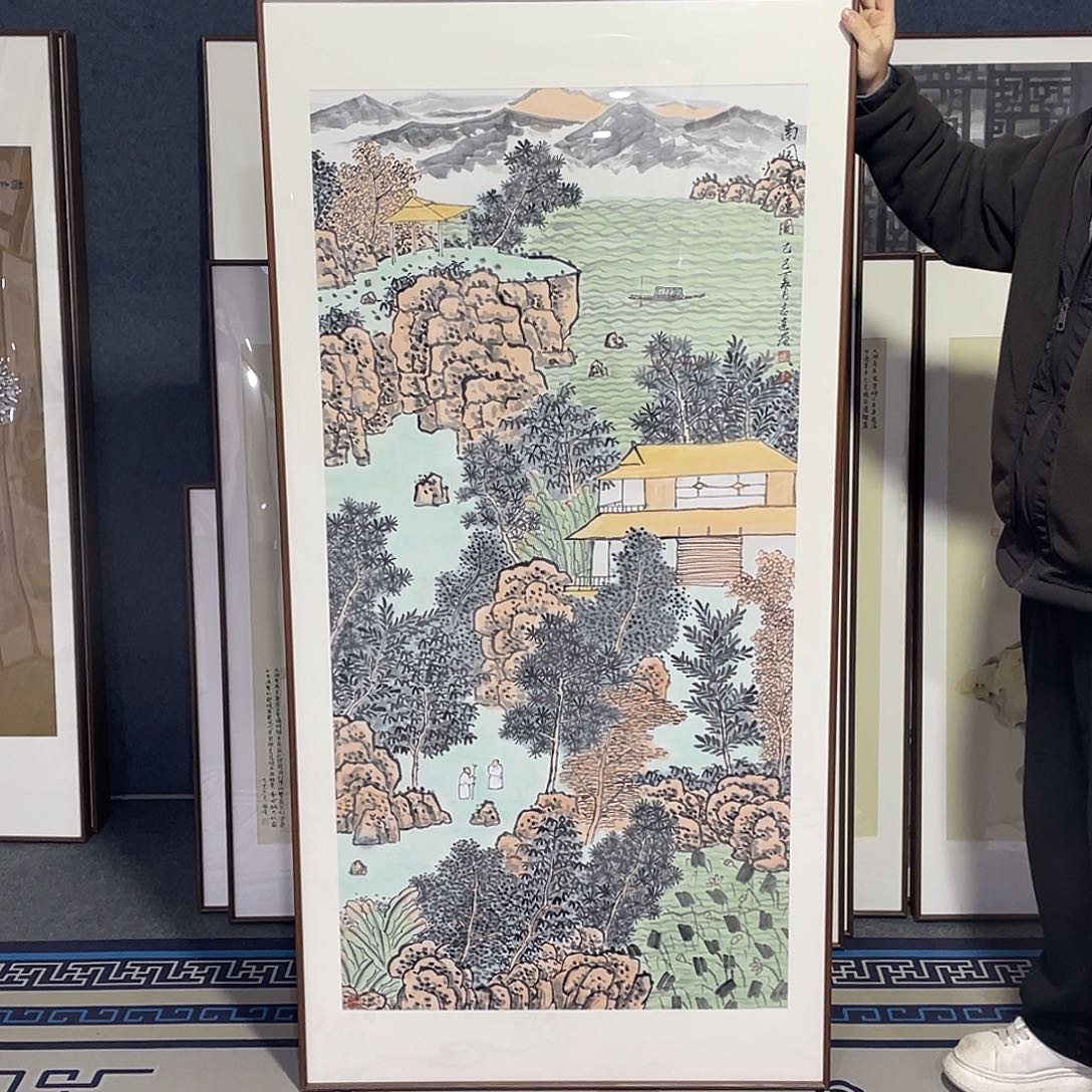 1***山国画手绘画作品带框