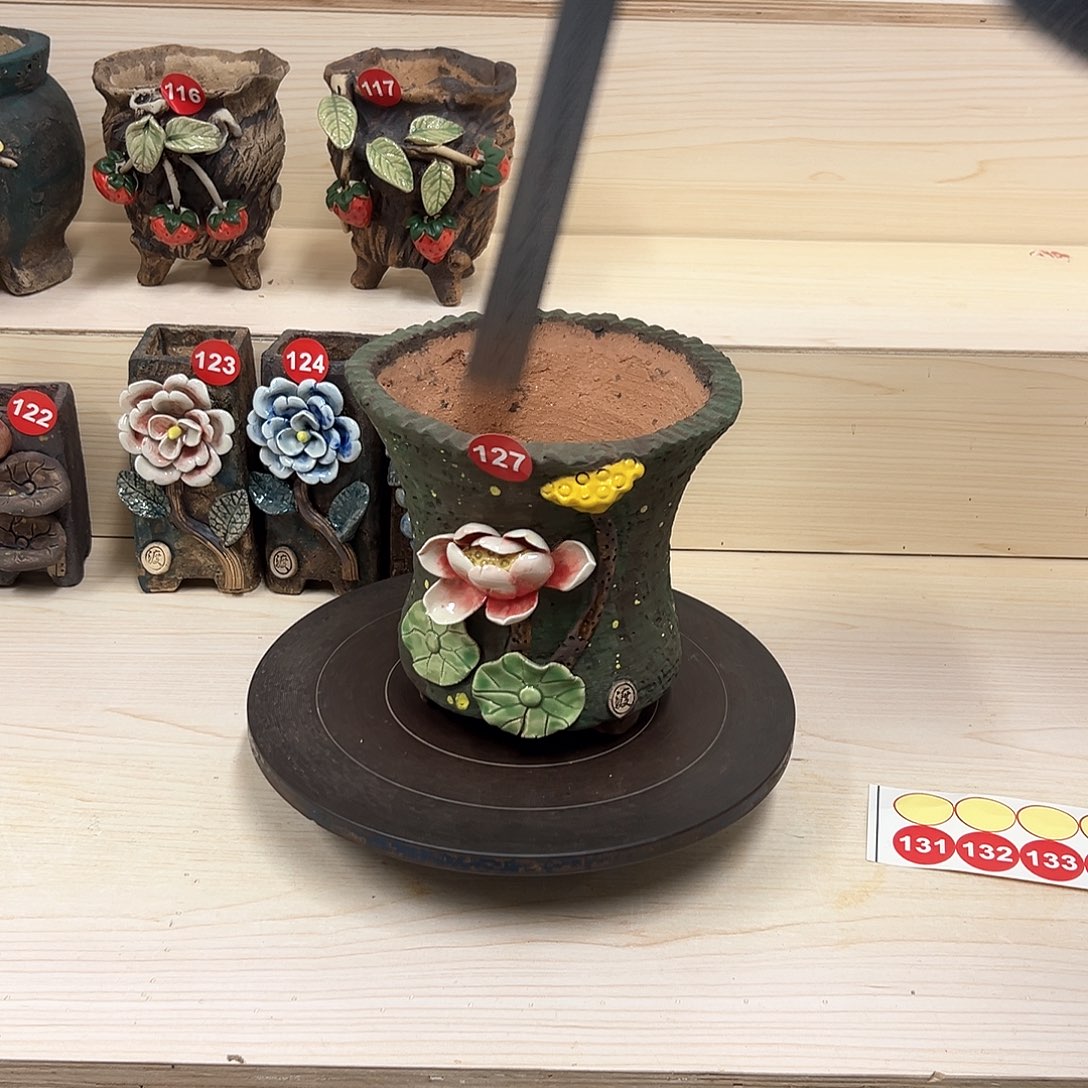 紫砂花盆127号内口16x15外高16