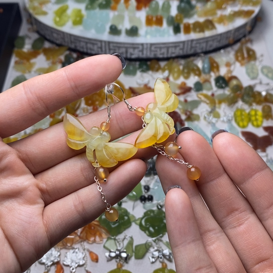 蛇纹石玉合金耳饰/颈饰