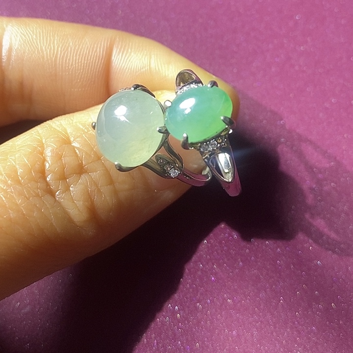 翡翠银S925镶嵌戒指翡翠戒指