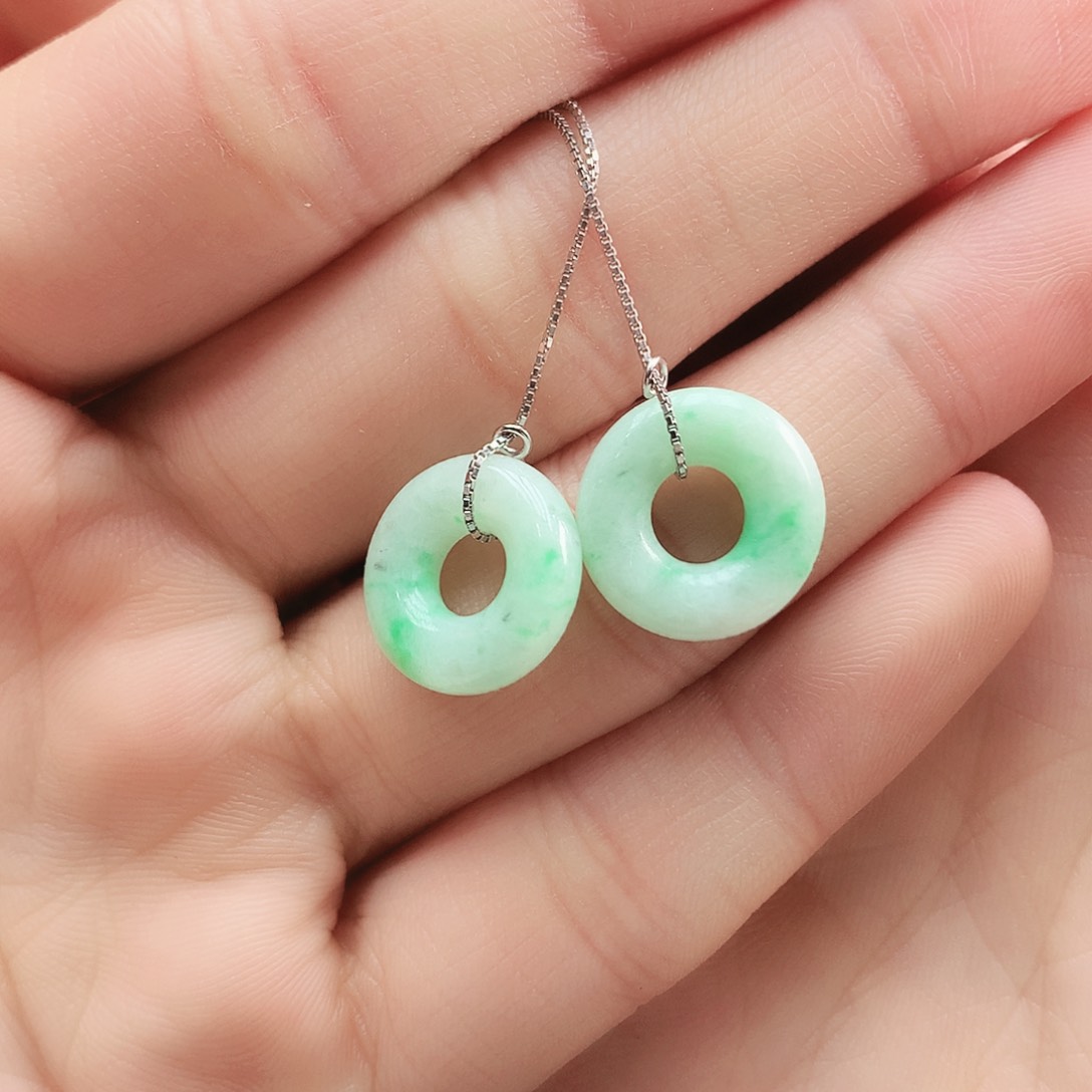 翡翠耳饰银S925镶嵌耳饰