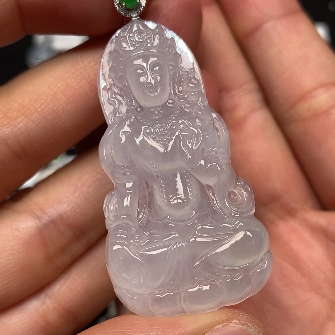 翡翠18K金镶嵌颈饰渡母