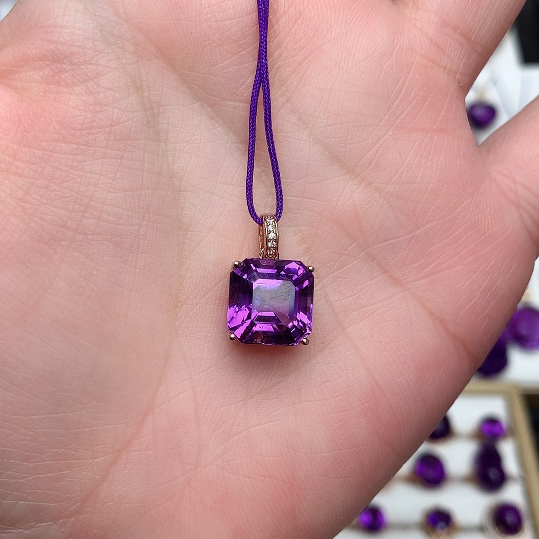紫晶吊坠(赠链)银S925镶嵌
