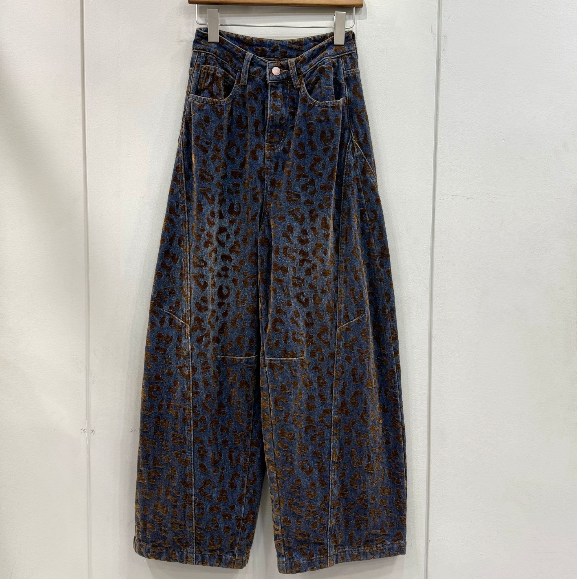 唐火火【豹纹漫游】冬季加绒美式复古慵懒松弛感宽松显瘦阔腿裤