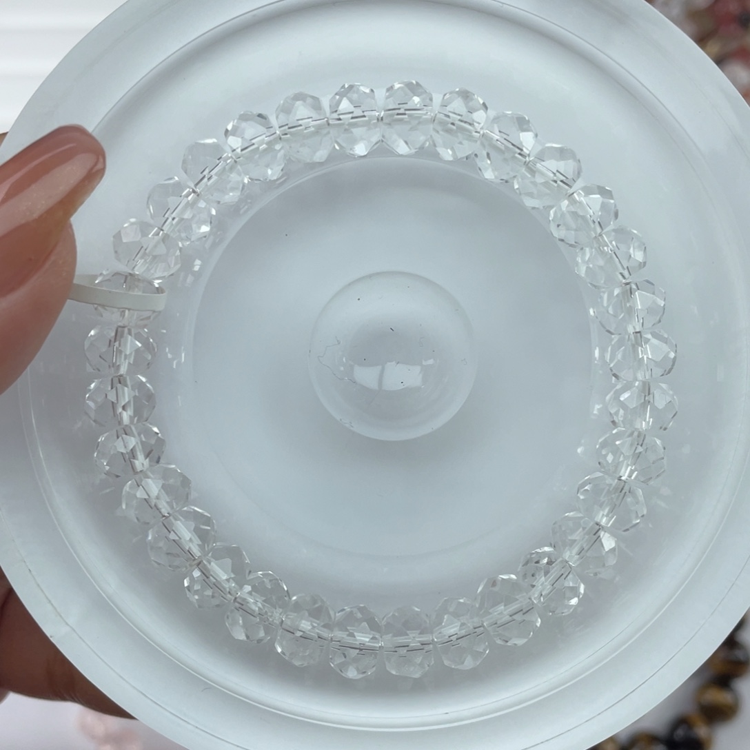 未镶嵌水晶手串013切面白水晶8m+