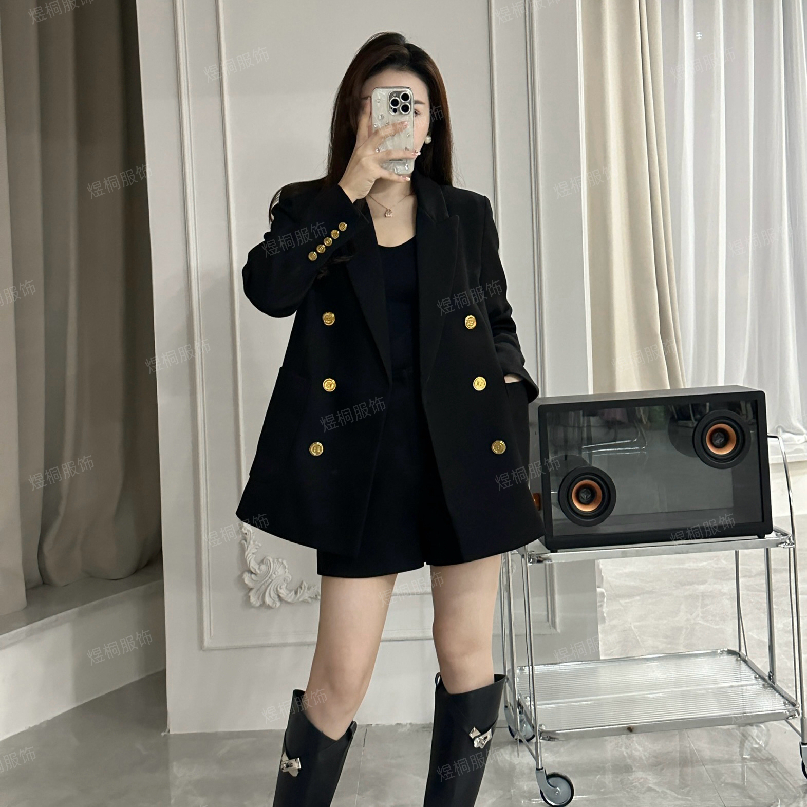 DYT HOM气质法式复古宽松韩系女士西装双排扣春秋西装时尚西服