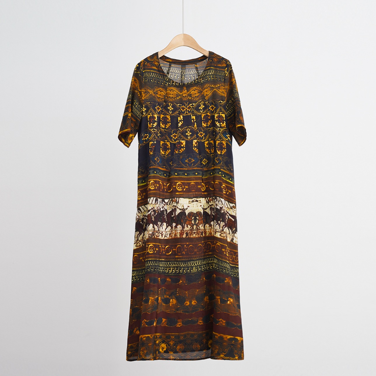 【行走的空调】100%桑蚕丝重磅中古风女士连衣裙（21193011）