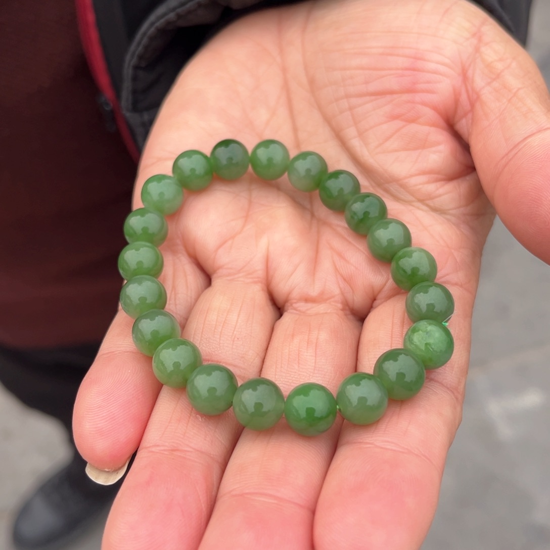 和田玉颈饰未镶嵌和田玉碧玉10mm无黑点手串