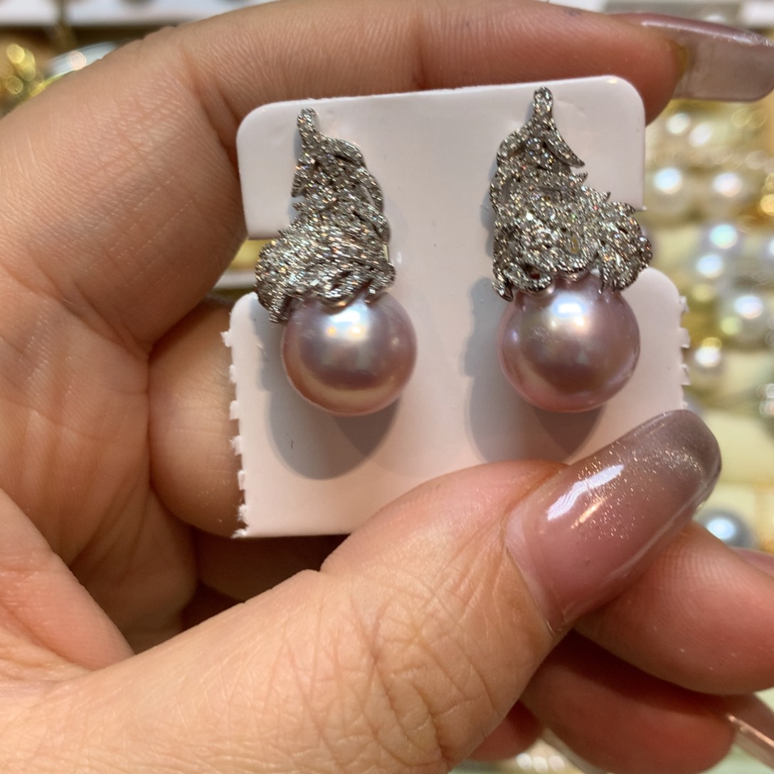 淡水珍珠耳饰银S925镶嵌