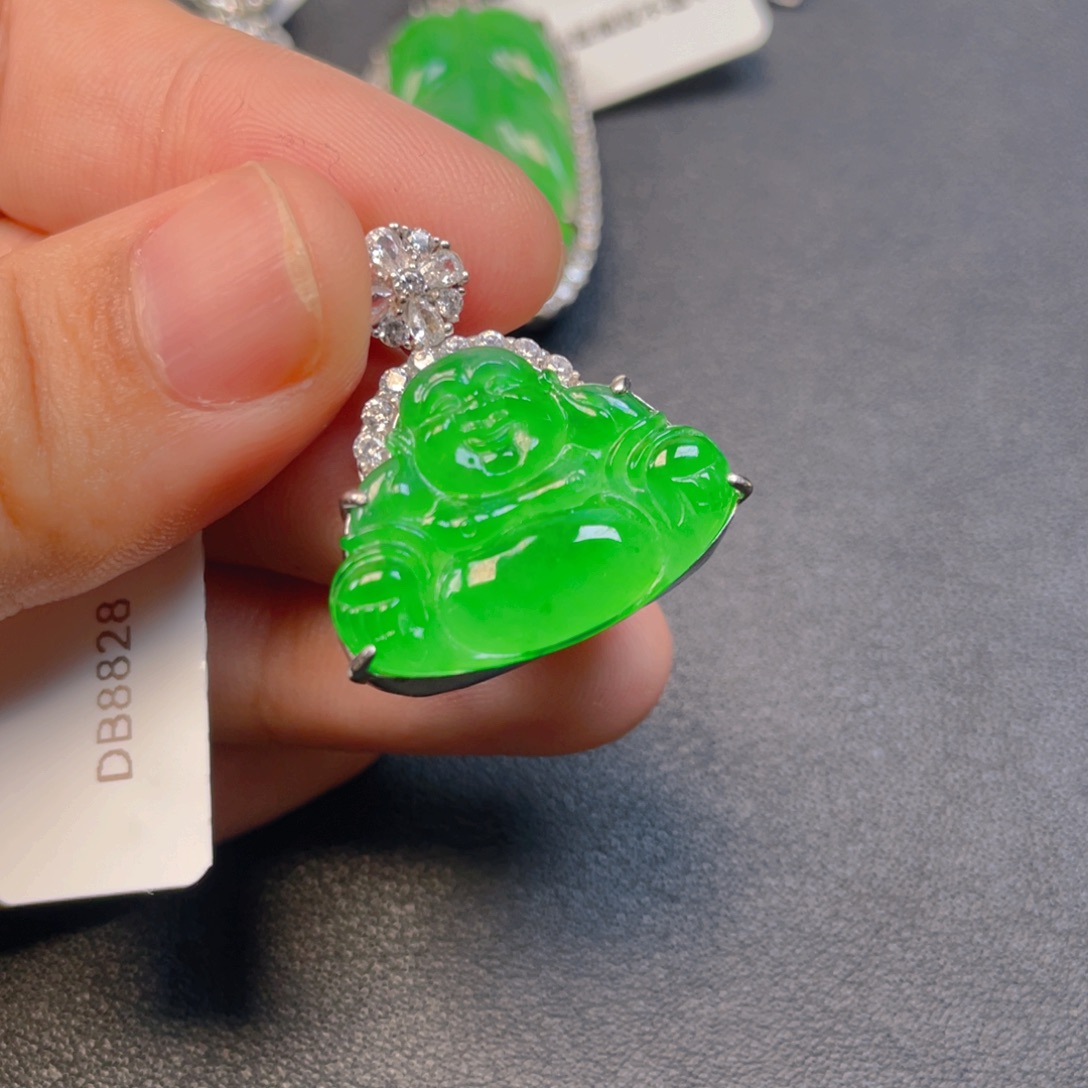 翡翠银S925镶嵌吊坠(不含链)