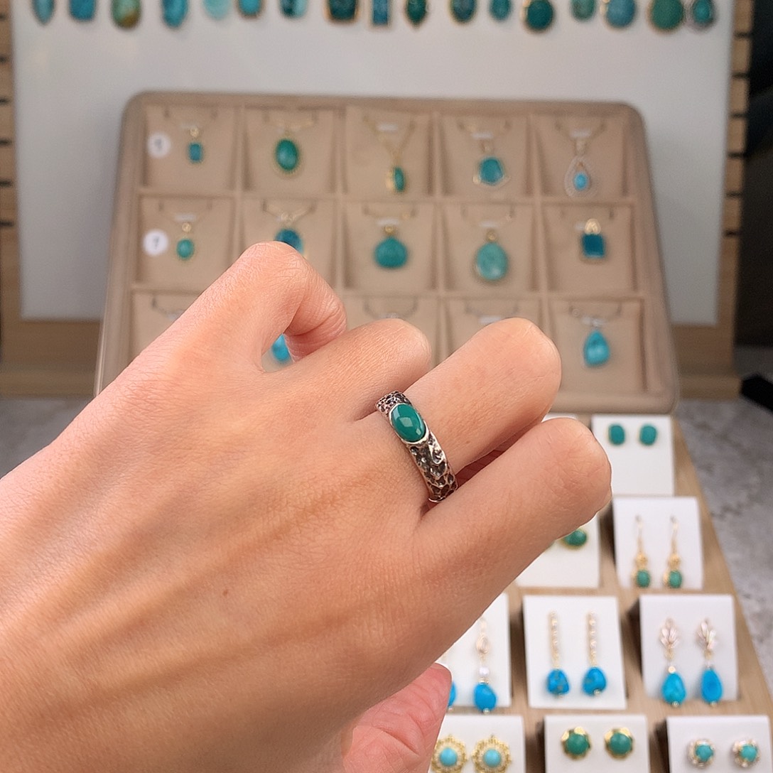 绿松石银S925镶嵌戒指