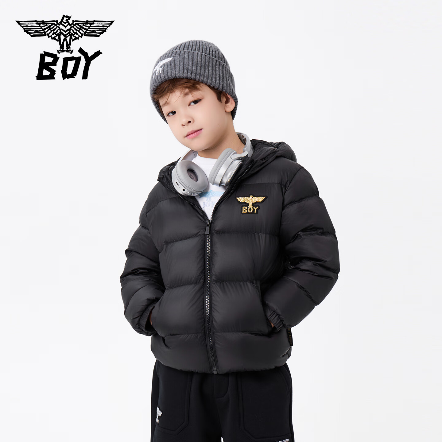 【金鹰祥羽】BOY JUNIOR潮牌25秋新款时尚潮流休闲薄款羽绒服男女童