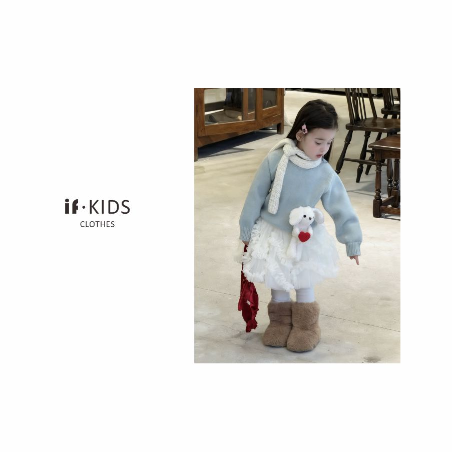 【IF高定】秋冬新款女宝立体小兔针织毛衣软糯圆领套头毛衫亲肤保暖