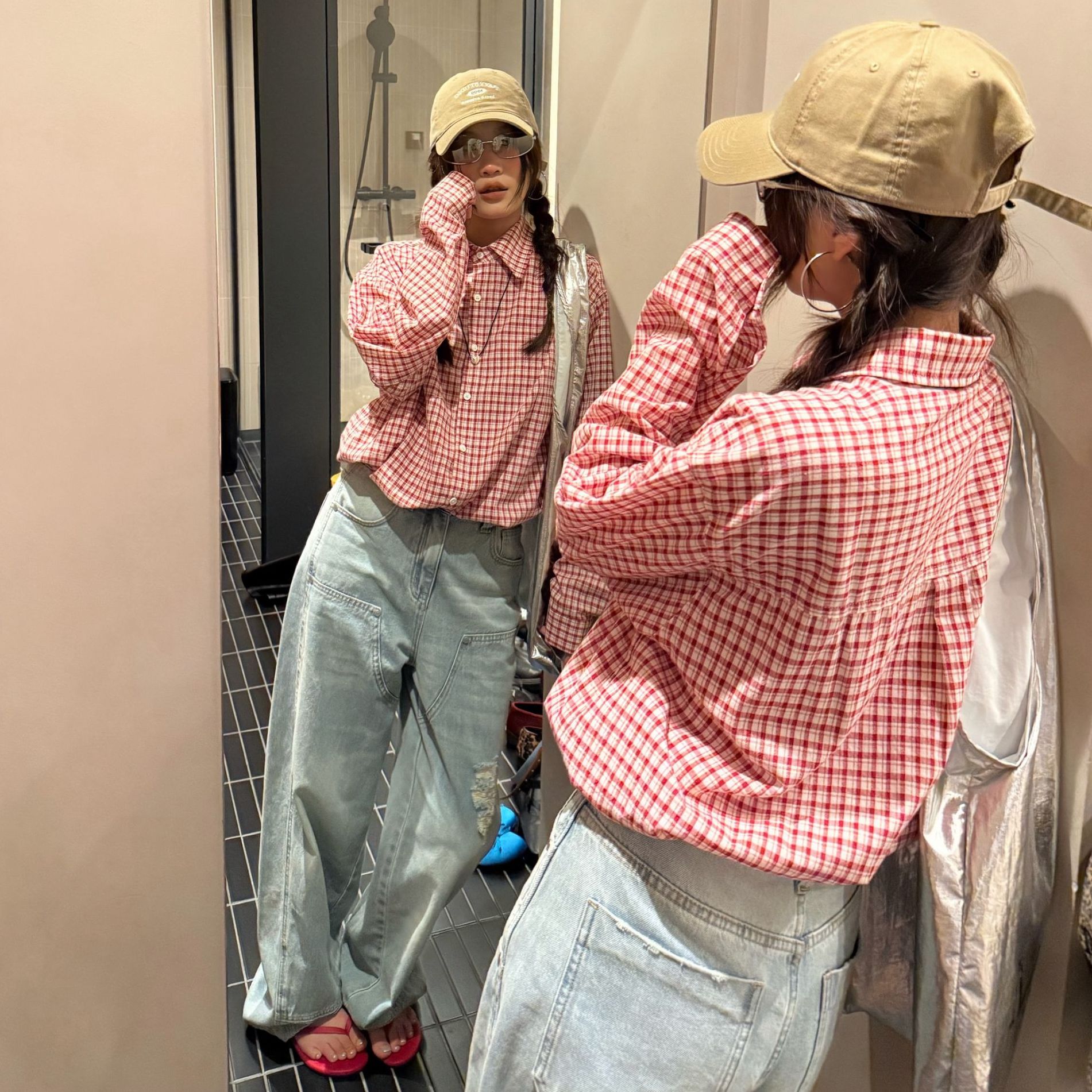  【清】逸语IN choose u笑笑家2025秋季设计磨破阔腿牛仔裤女86757