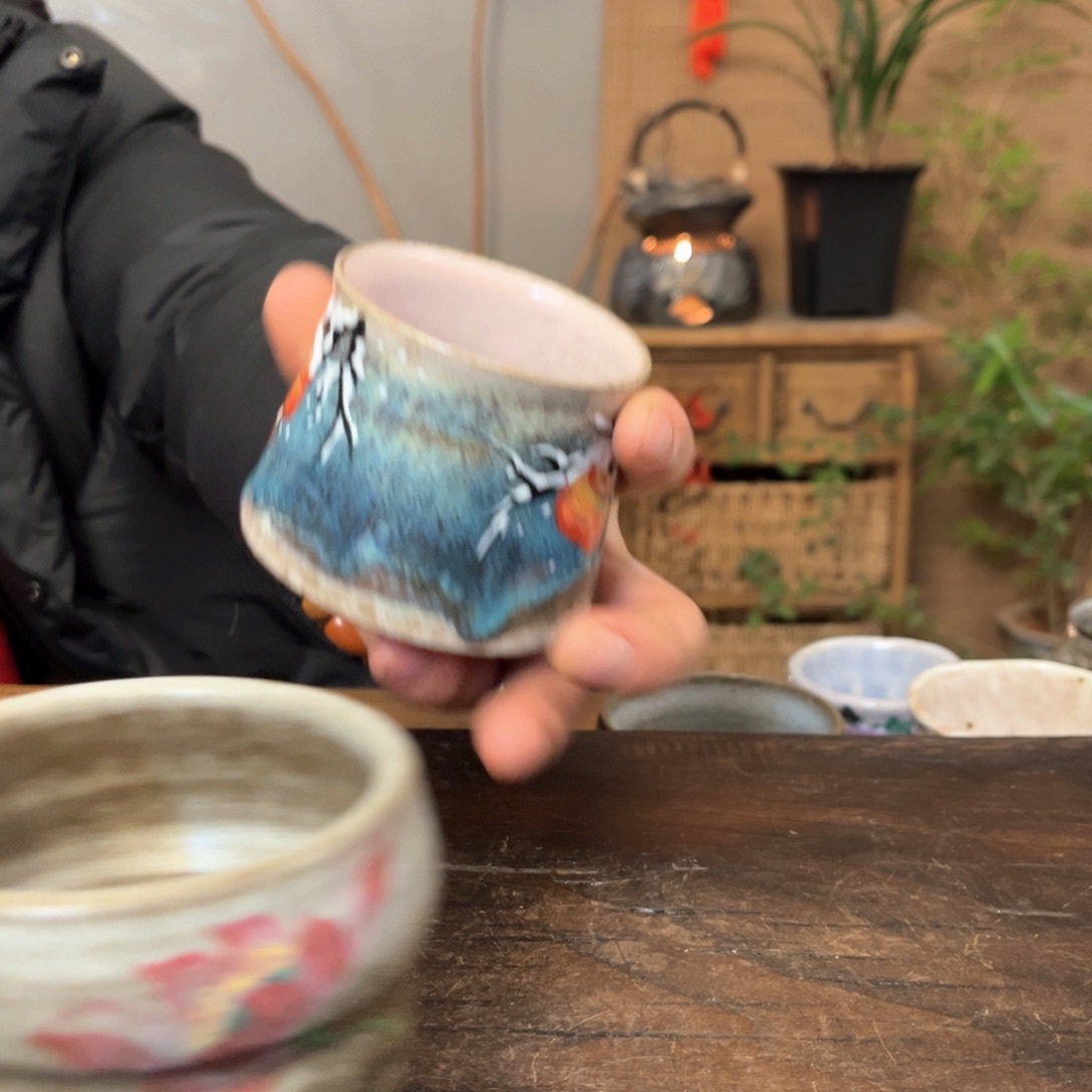 杯景德镇柴烧手绘杯