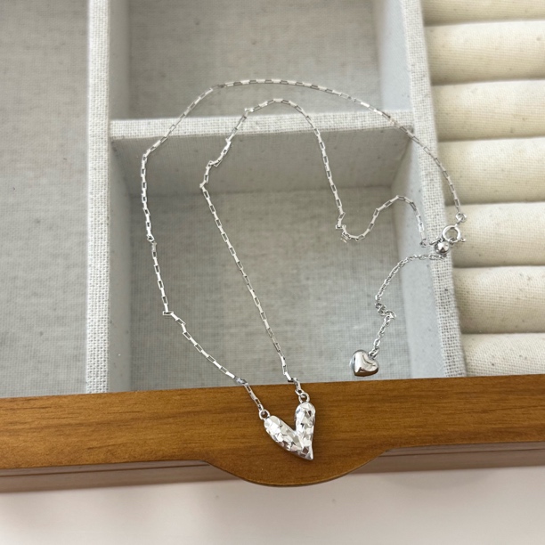 坠链均925银 《桃花开开》ins设计师小众百搭轻奢车花爱心抽拉项链