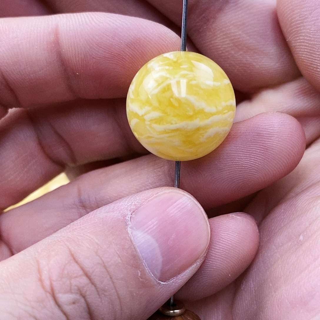 琥珀未镶嵌珠宝奇石21mm千层雪圆珠