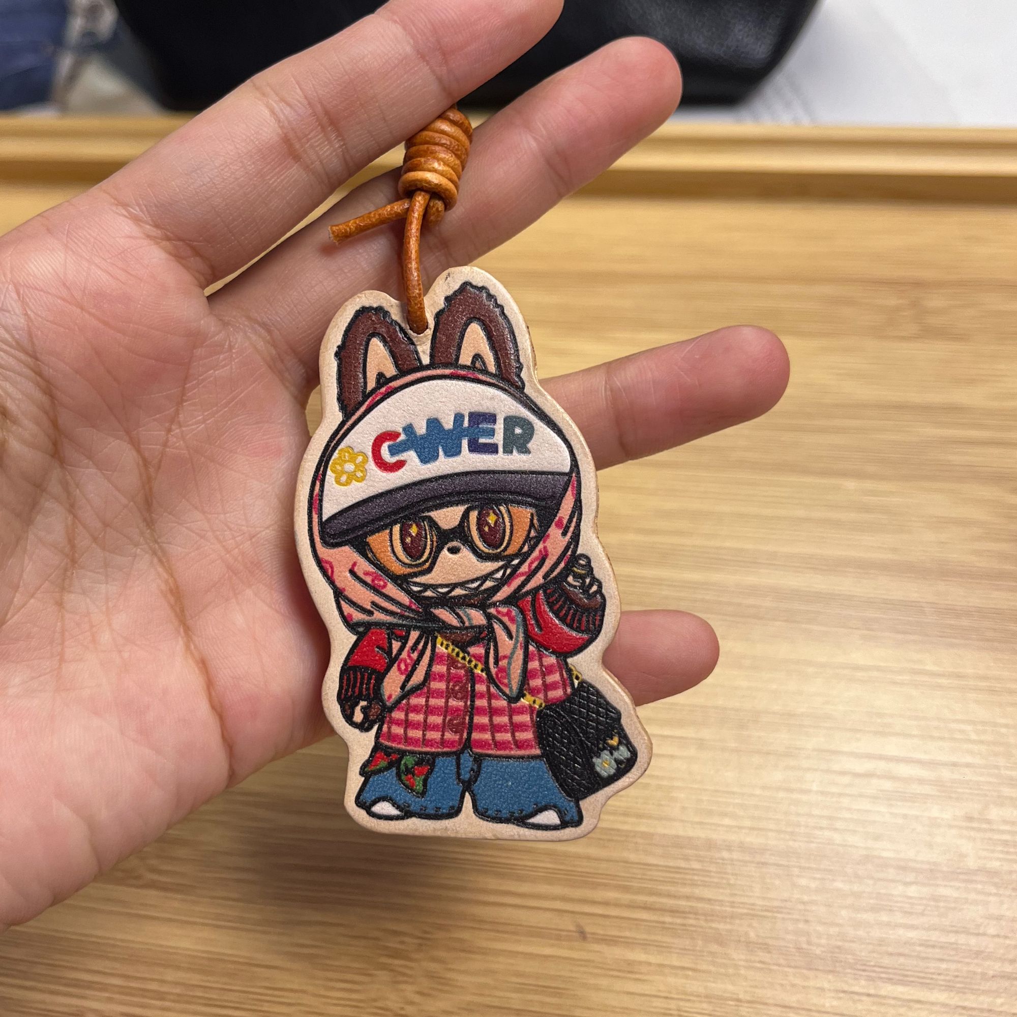 头层牛皮小皮牌拉布布包挂饰品