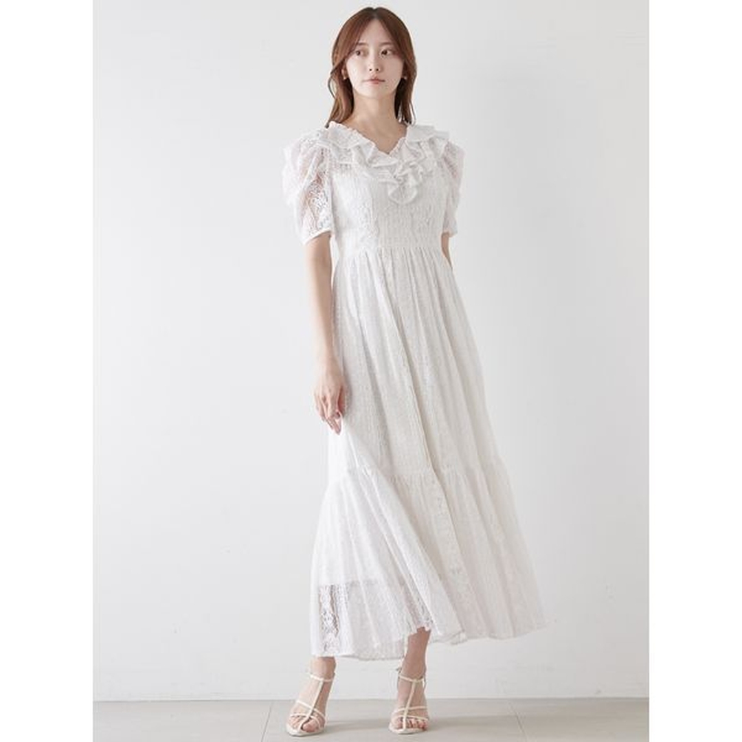 【胖虎家】夏季新款 S 温柔风透气柔美棉荷叶边蕾丝重工连衣裙