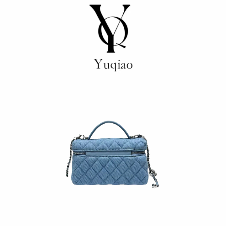 高级百搭牛仔蓝链条斜跨盒饭包9916双环牛仔蓝20*6*13
