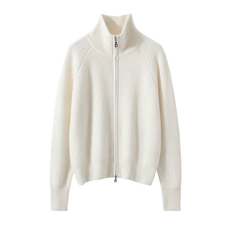 100%山羊绒高领元宝针羊绒衫菠萝针羊绒开衫翻领宽松秋冬TY550561