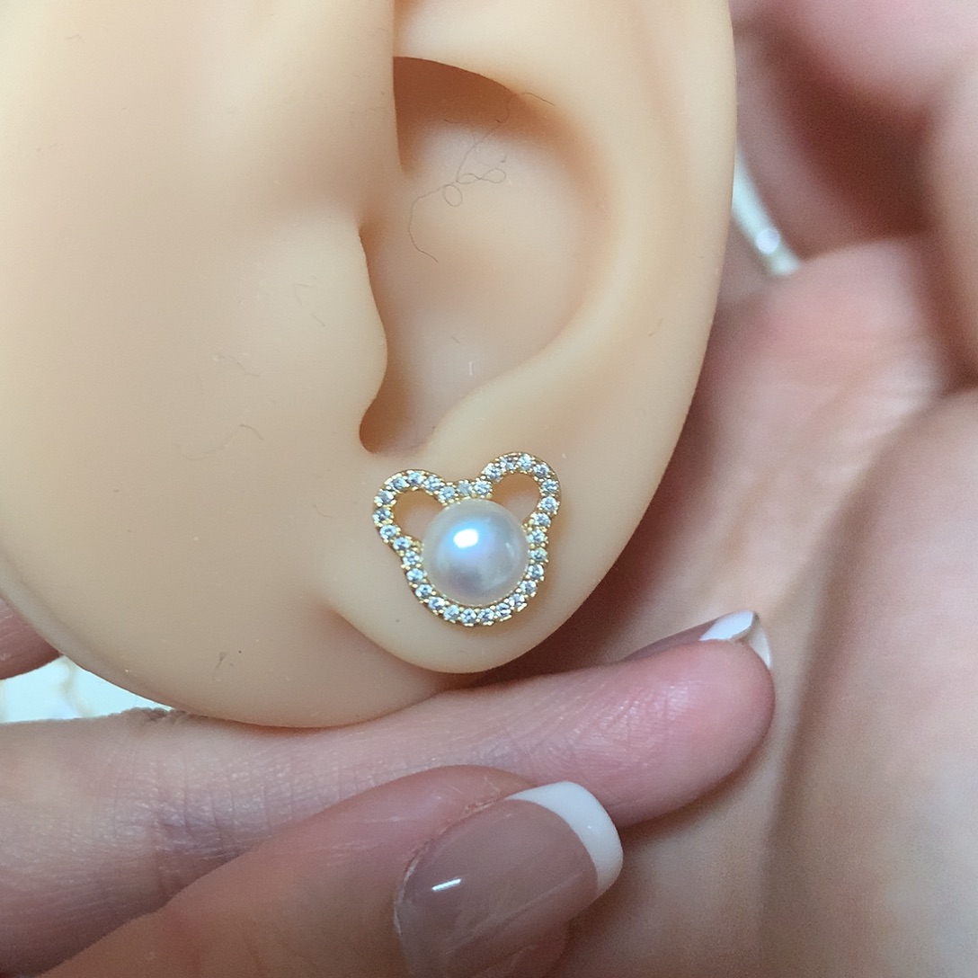 合金淡水珍珠耳饰