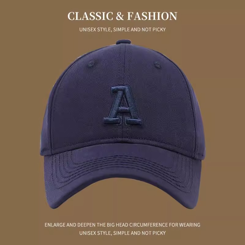 时尚韩系英文字母刺绣A字母软顶休闲棒球帽户外显脸小百搭遮阳帽