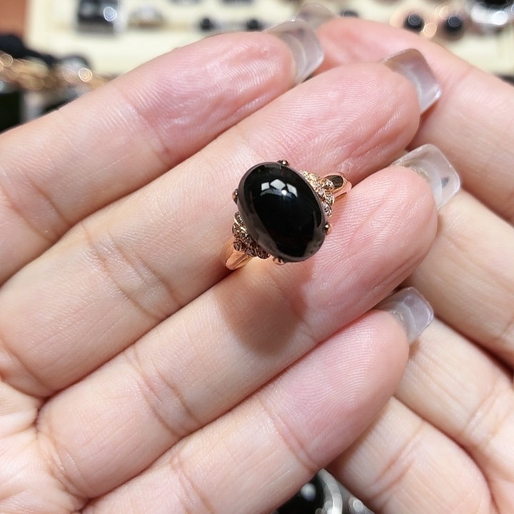 静***变翡翠18K金镶嵌戒指