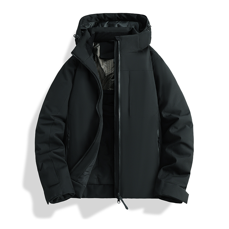 25年新款石墨烯户外保暖运动防水加绒连帽上衣外套可拆卸；德