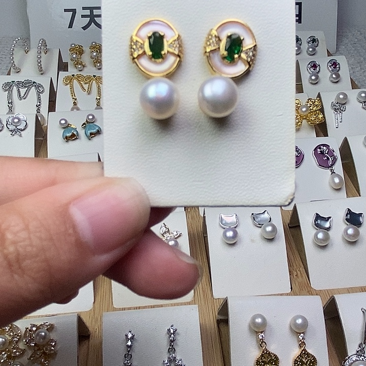 淡水珍珠耳饰银S925镶嵌