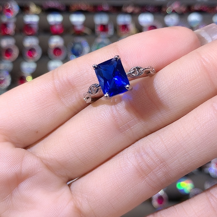 戒指银S925镶嵌蓝宝石白79