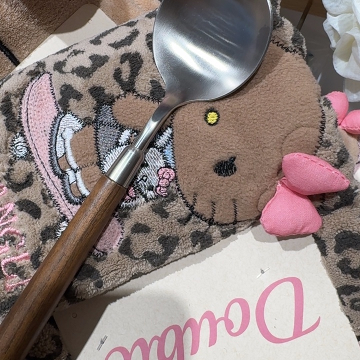 咖色豹纹干发巾胡桃木磨砂勺子2个