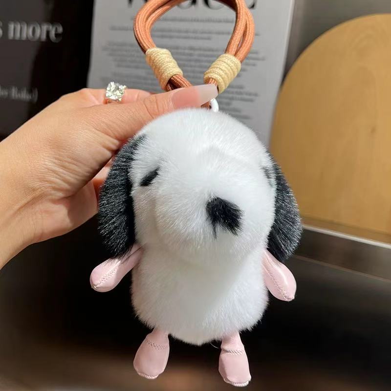 《野儿服饰玩偶挂件》白色小狗兔毛挂件毛绒包包挂件毛绒挂件