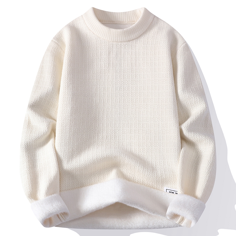 秋冬新款青少年初高中学生加绒加厚保暖针织打底衫男半高领毛衣