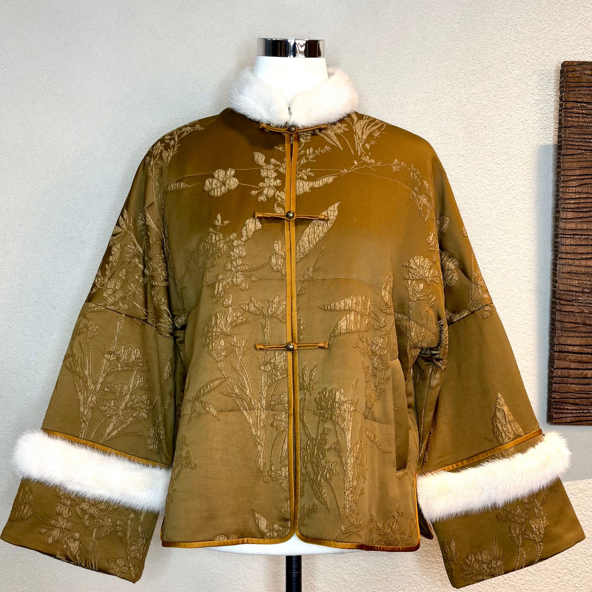 【绒翎】秋冬款高档水貂毛充棉国风日常外套新中式保暖上衣231102