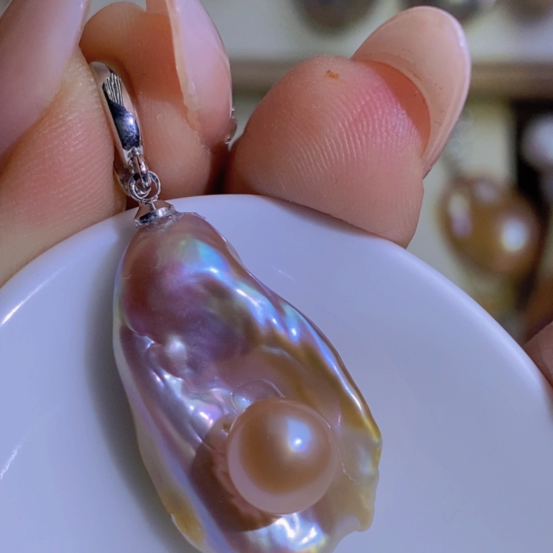 银S925镶嵌天然淡水珍珠淡水珍珠