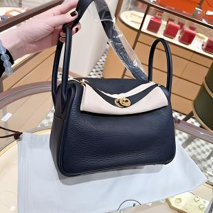 全新未使用 Hermes/爱马仕 Lindy26 黑金 tc皮 