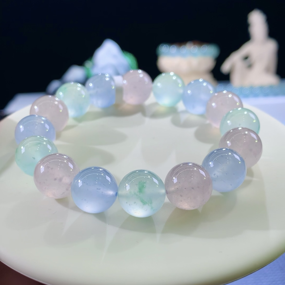 天然缅甸翡翠A货玻璃种马卡龙糖果珠手串卡13mm
