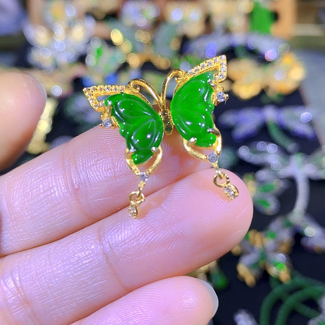 吊坠(不含链)银S925镶嵌翡翠