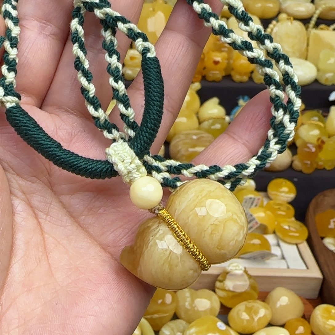 蜜蜡套链未镶嵌天然俄料虎皮妖花蜜蜡葫芦吊坠