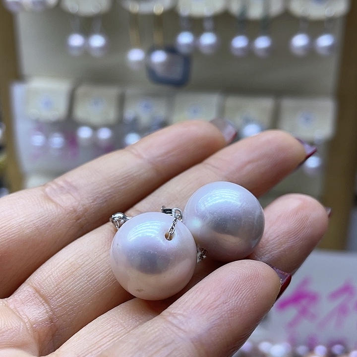 淡水珍珠耳饰银S925镶嵌