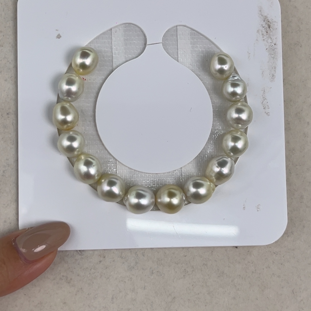 定制海水珍珠未镶嵌裸珠9-11干枯色手串