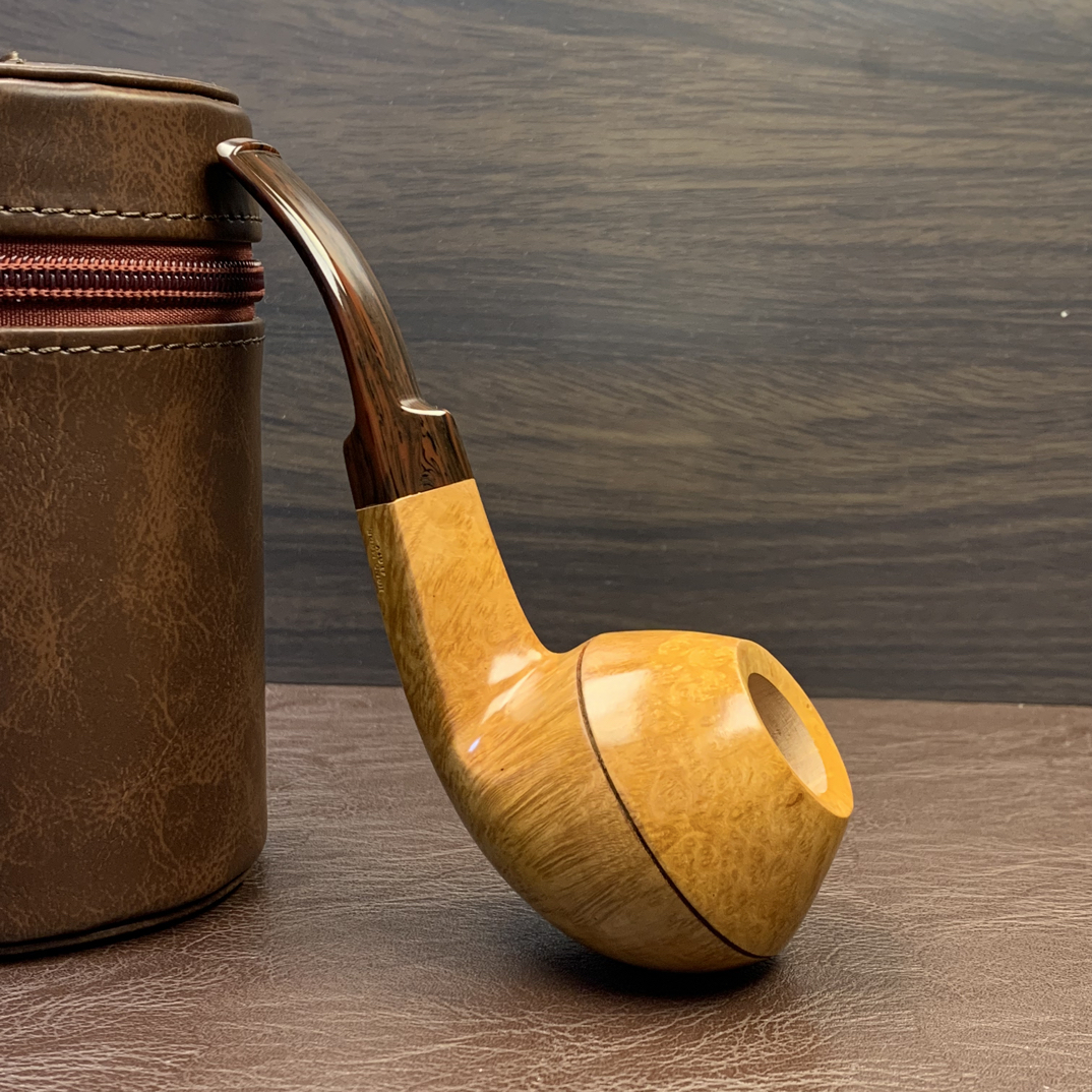 意大利齐博浅色牛头器型石楠木烟斗（内径20.2斗深44.2长147）