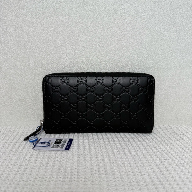 99新 GUCCI/古驰 5585/男士时尚百搭黑色全皮压纹钱包